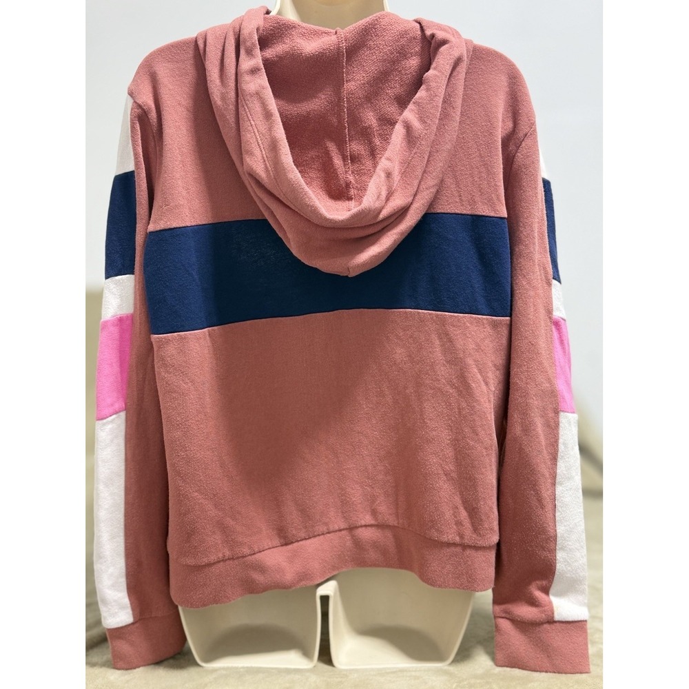 Victoria's Secret PINK Zip‎ Hoodie Color Block Blue White Large Gym School Class - Picture 4 of 7